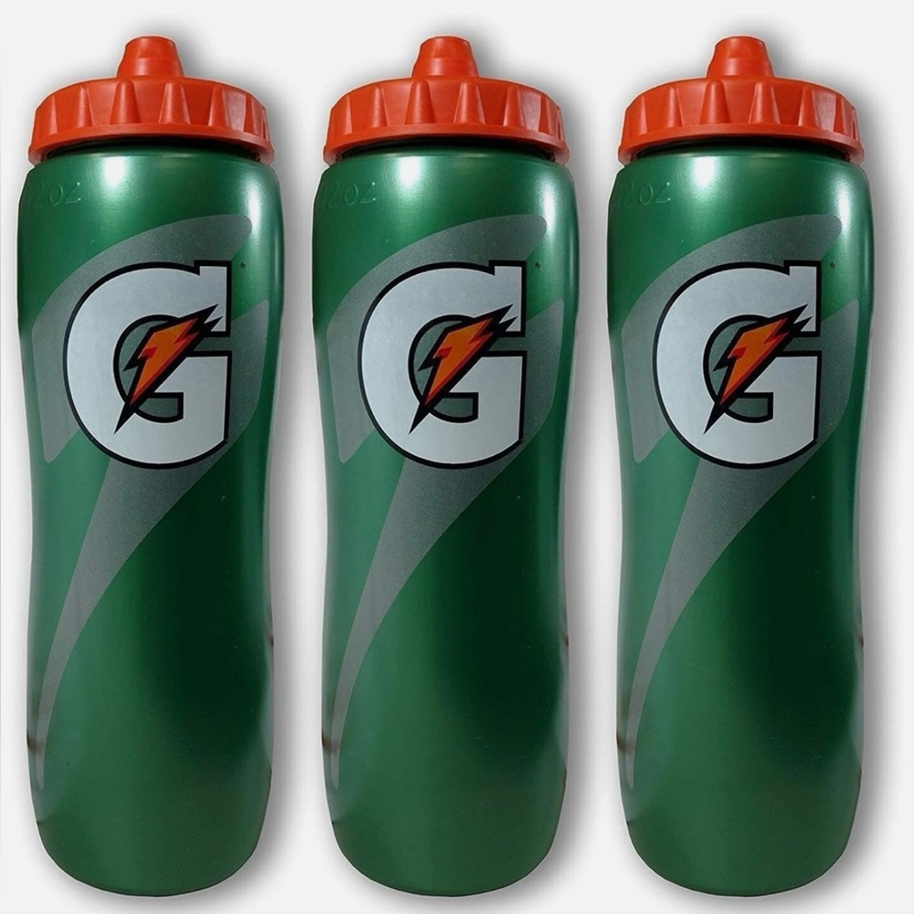3-Pack NEW Gatorade Green 32oz Water Bottle with Orange Cap